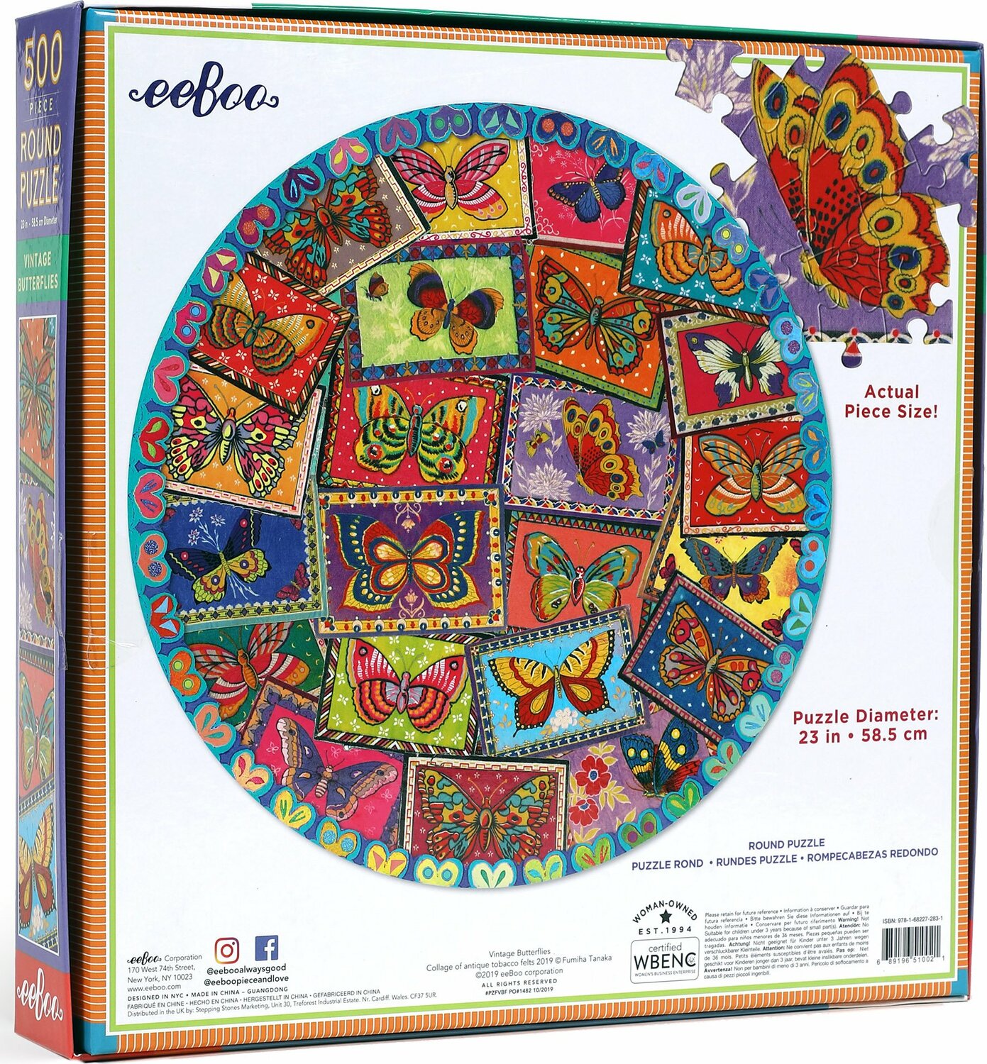 Vintage Butterflies 500 Piece Round Puzzle Over the Rainbow