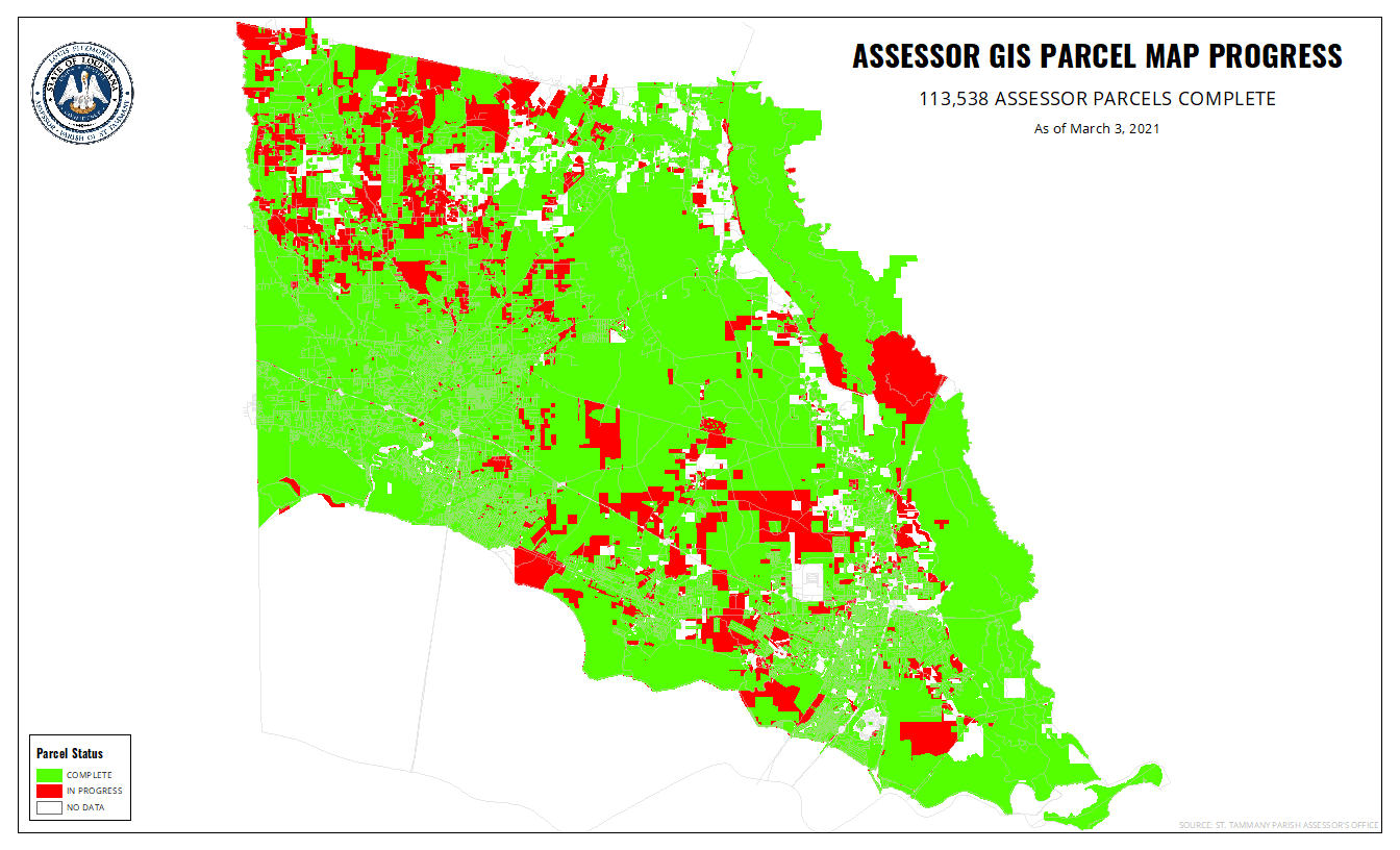 Assessor GIS Parcel Map Progress 2021 St. Tammany Parish Assessor's
