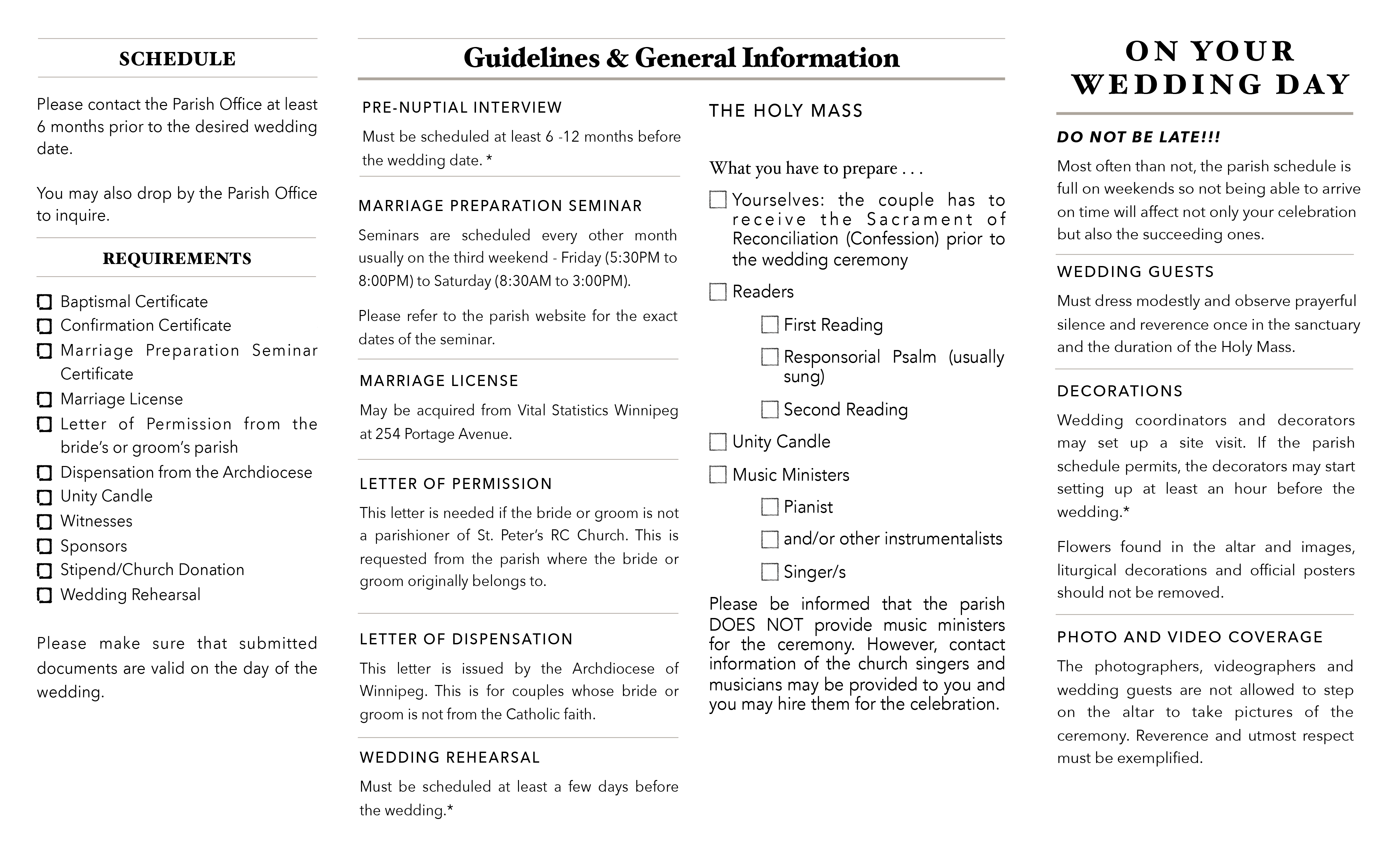 Sacraments St. Peter's Roman Catholic Church