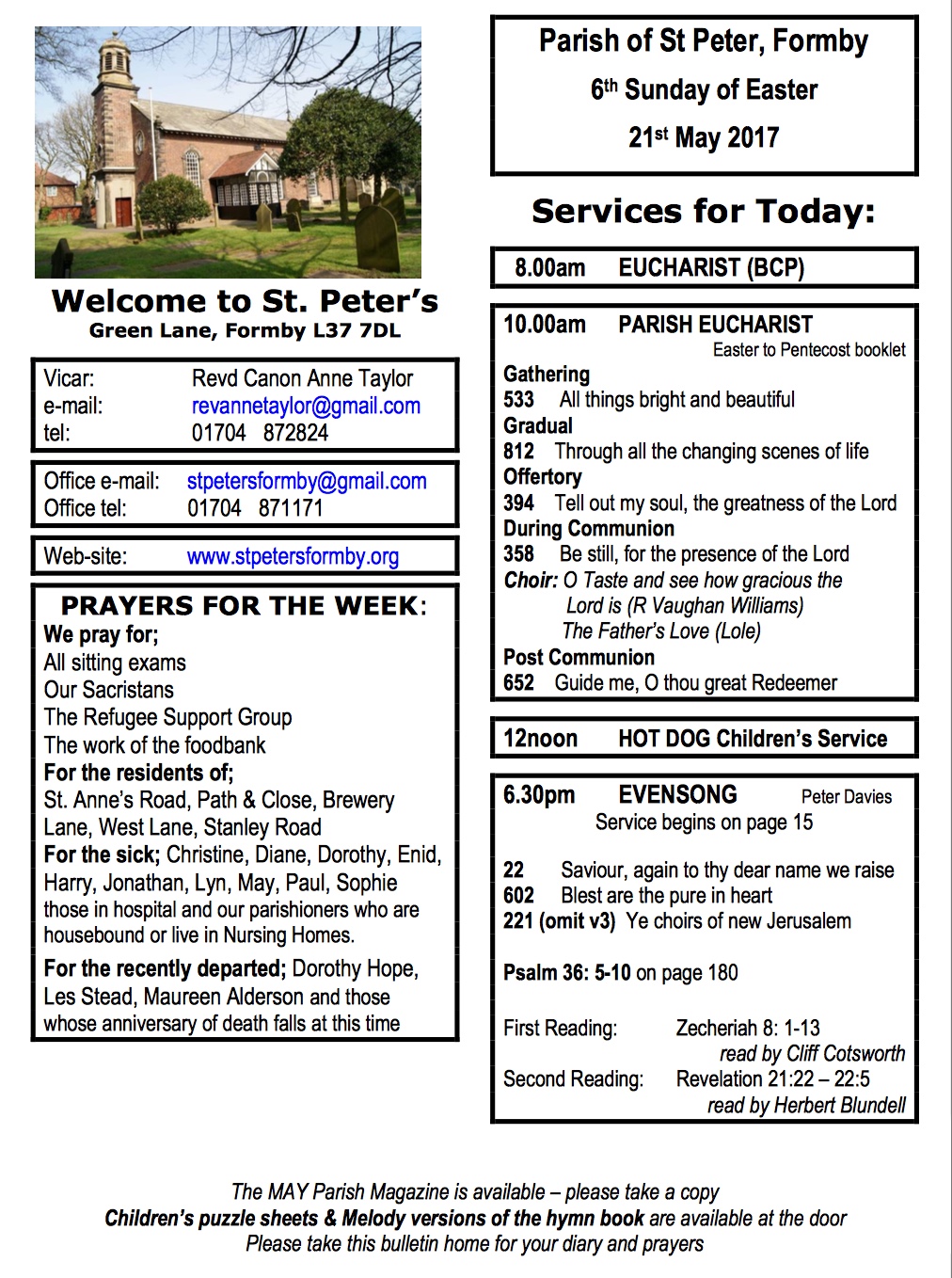 Service Bulletins St Peter's Church, Formby