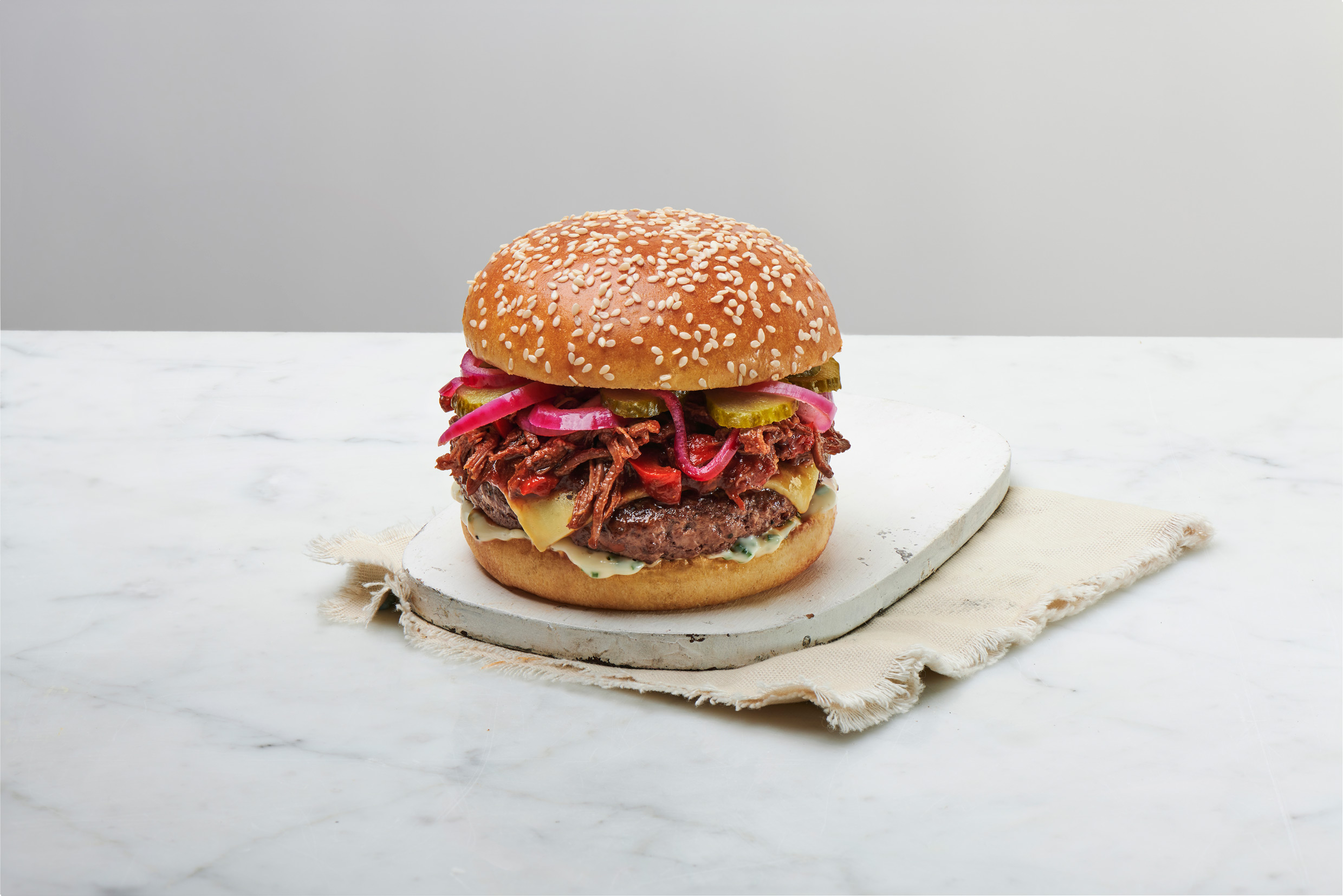 Grilled Smokey Brisket Burger St Pierre USA