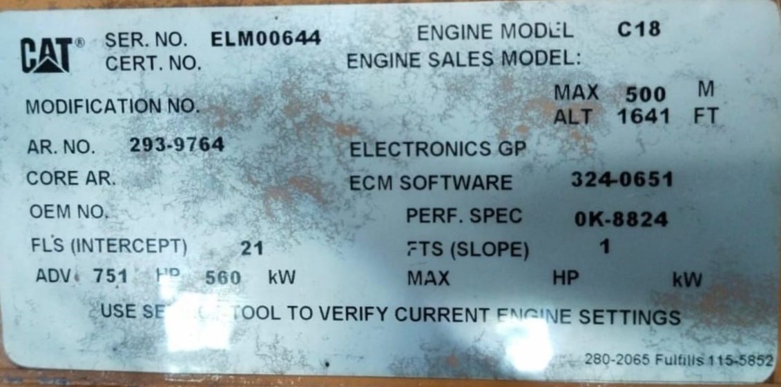 CATERPILLAR C18 GENERATOR