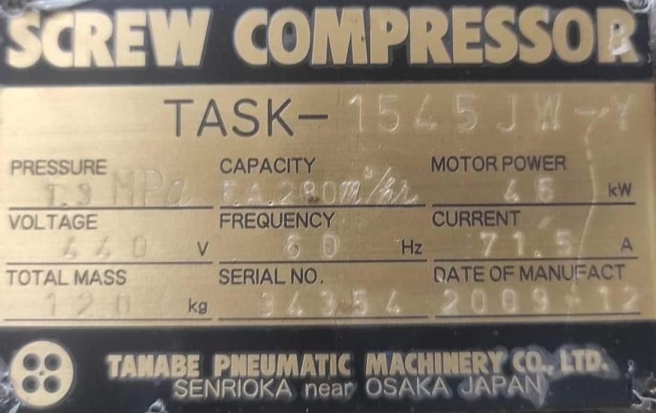 TANABE TASK1545 JWY SCREW COMPRESSOR