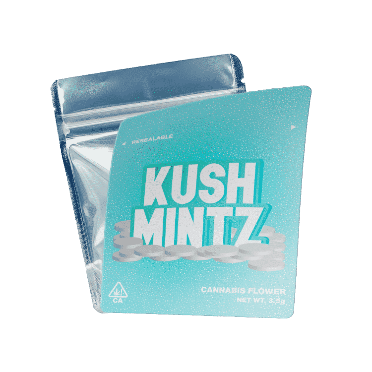 Kush Mints Mylar Bags Labelled or Unlabelled Strain Labels