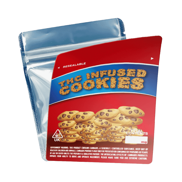 Infused Cookies Mylar Bags Labelled or Unlabelled Strain Labels