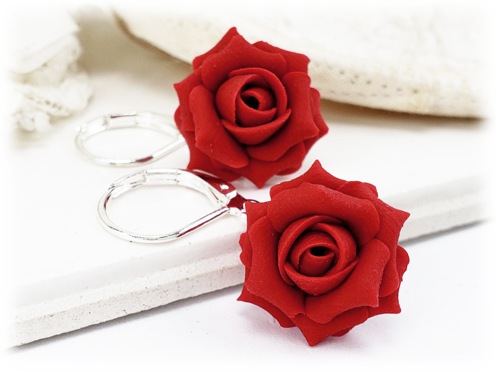 Apple Red Rose Drop Earrings & Dangle Earrings Stranded Treasures