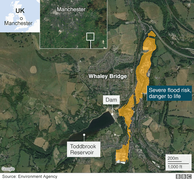 Whaley Bridge Dam Collapse 6,500 people evacuated after part of a
