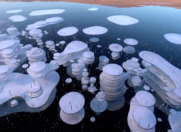 Beautiful frozen methane bubbles pictures Strange Sounds