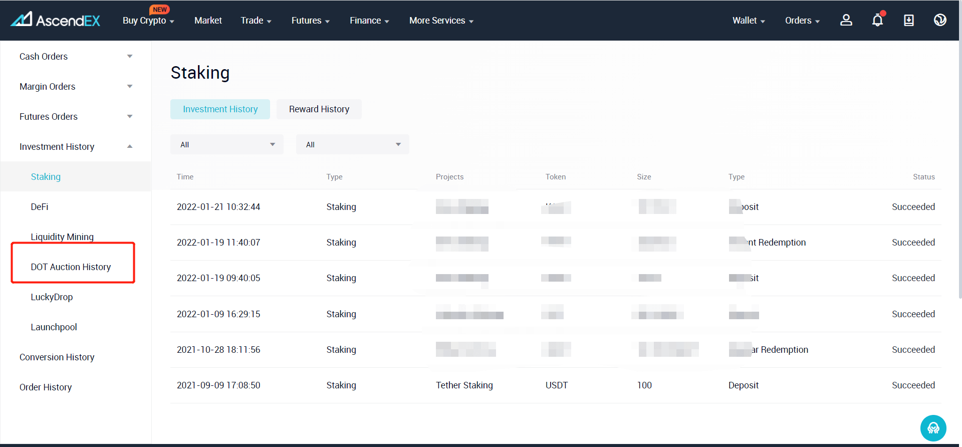 How to View DOT Slot Auction History? Help Center AscendEX