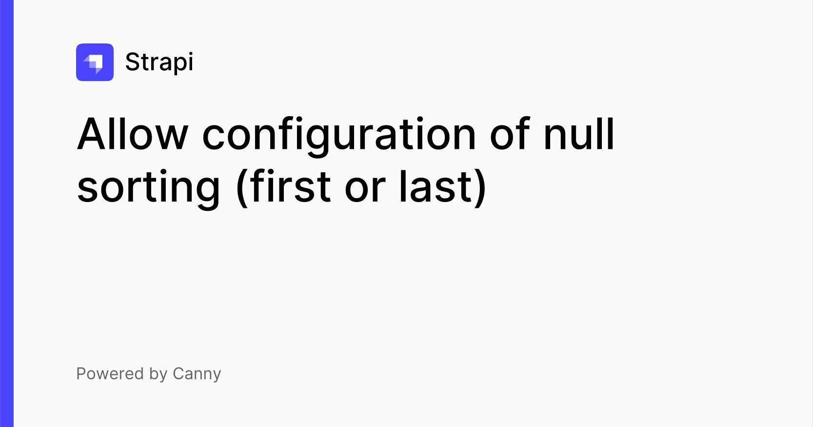 Allow configuration of null sorting (first or last) Developer