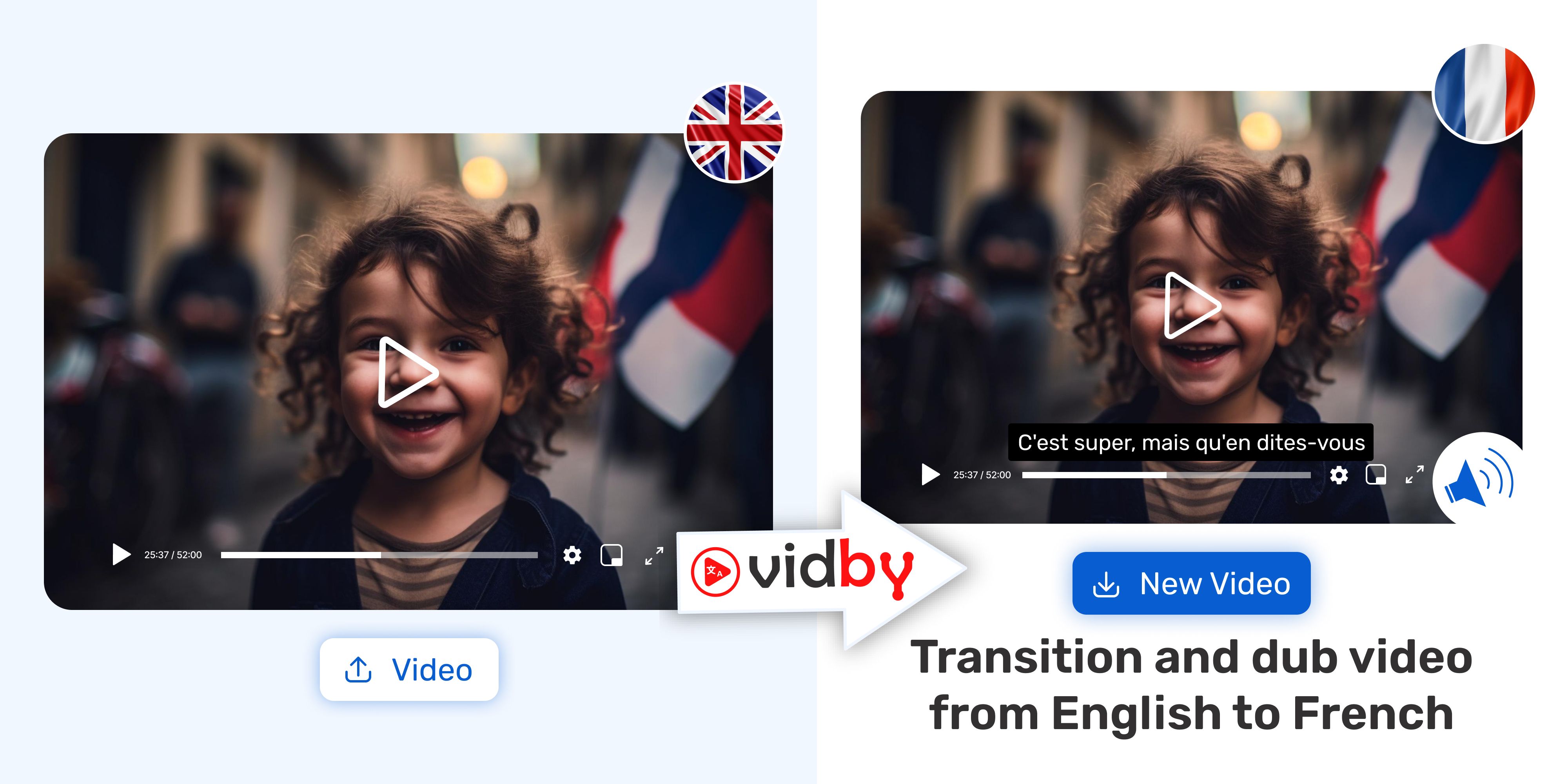 Translate Video from English to French vidby