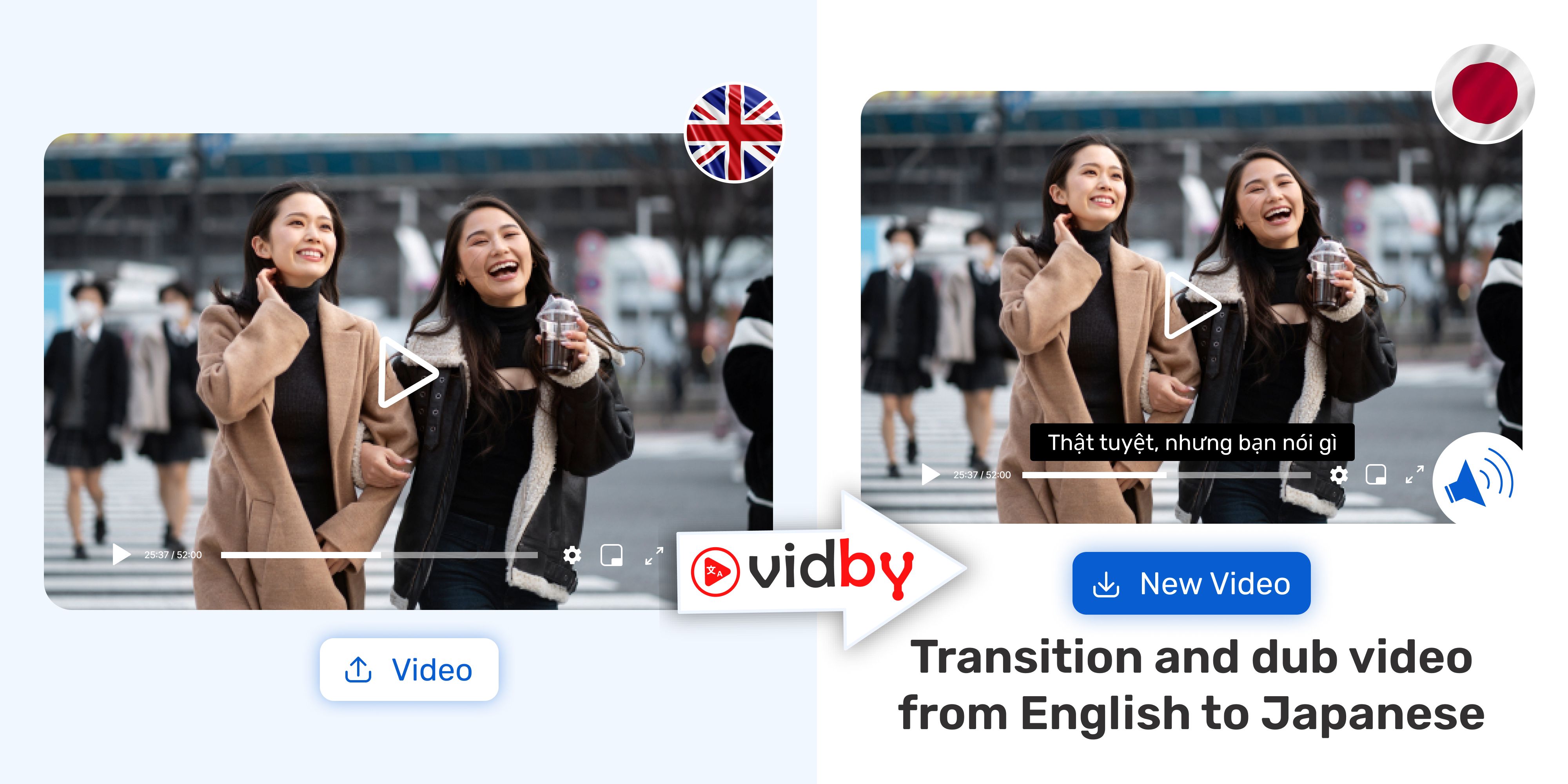 Translate Video from English to Japanese vidby