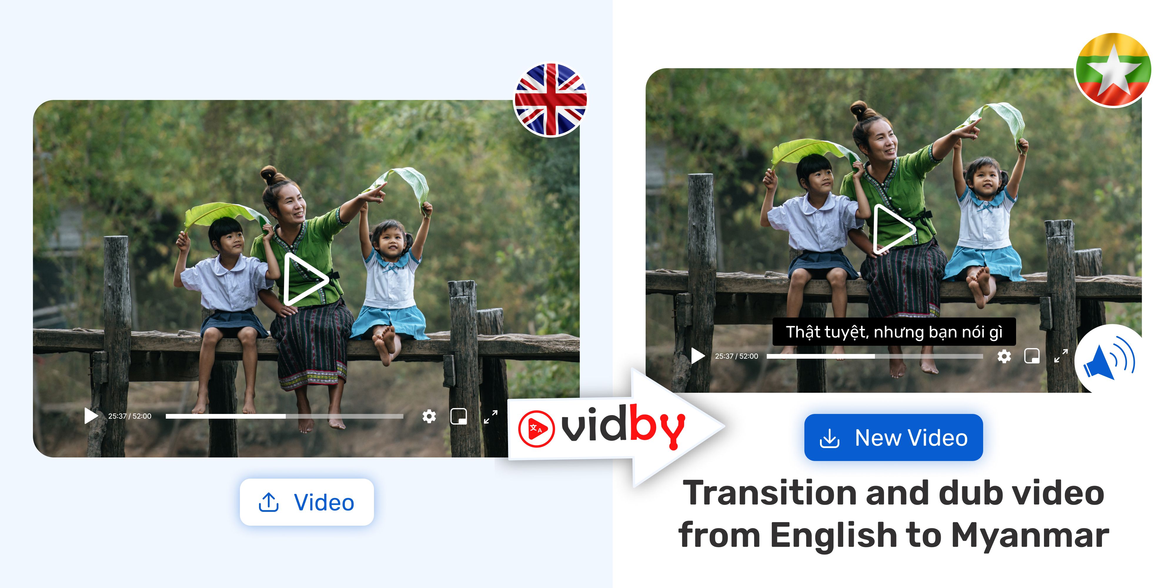 Translate Video from English to Myanmar vidby