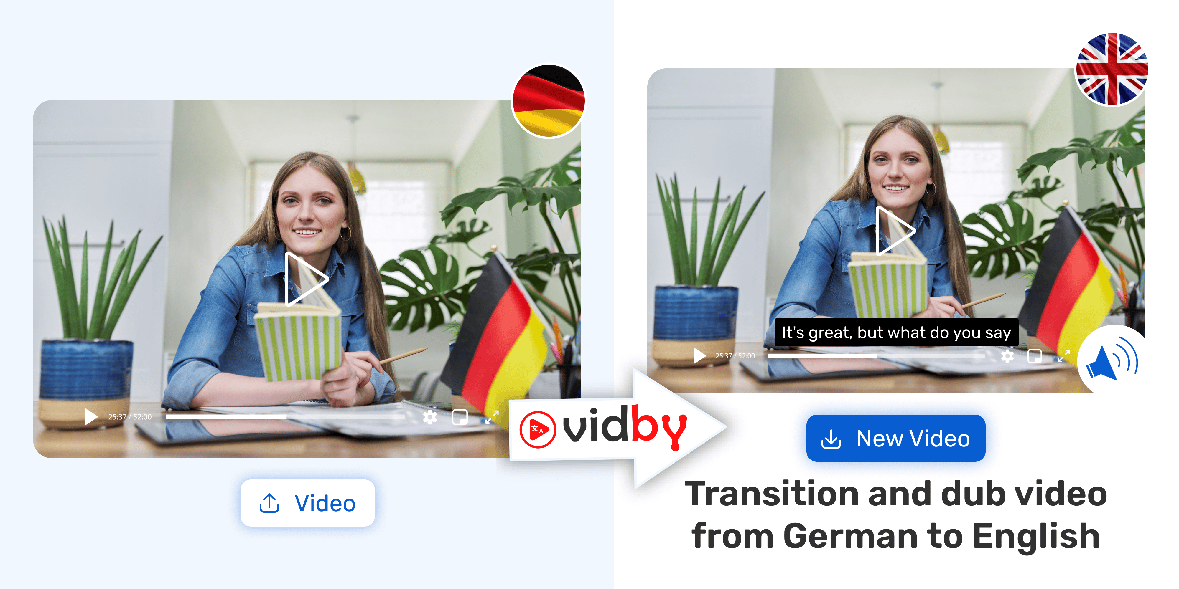 Translate Video from German to English vidby