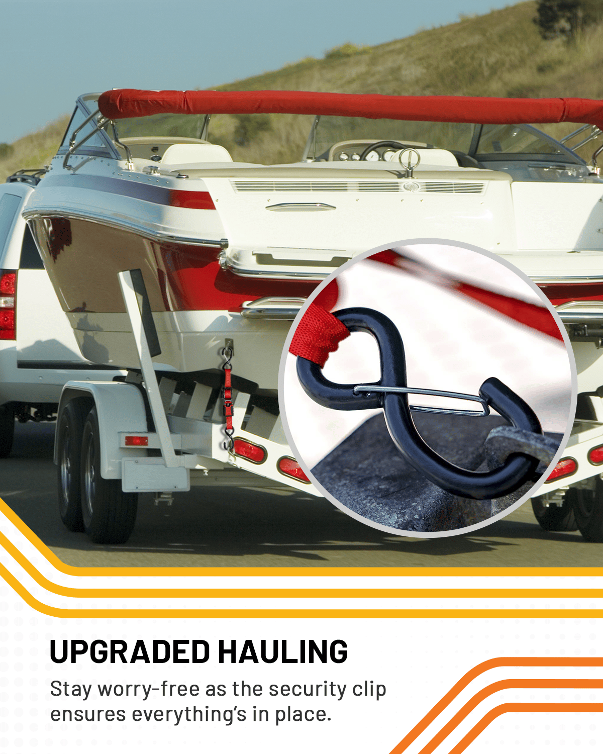 Retractable Ratchet Straps 1 in x 2.5 ft Heavy Duty Boat Transom Tie