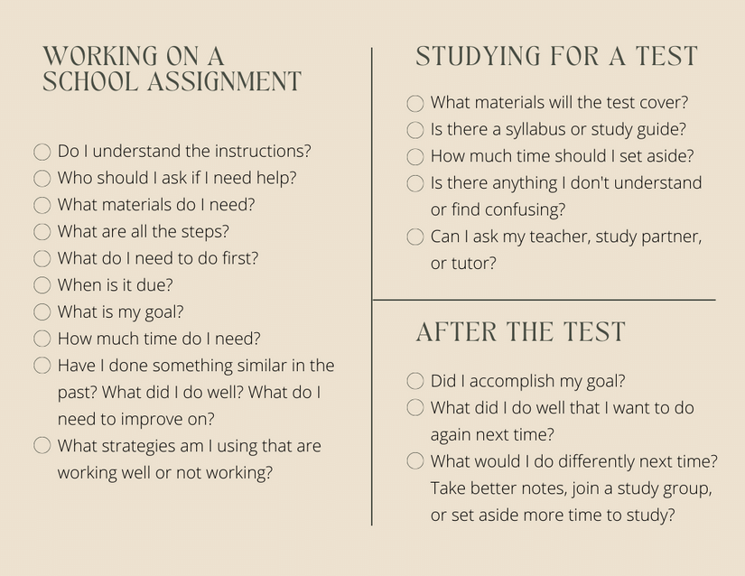 Study Skills Checklist Strategies for Learning
