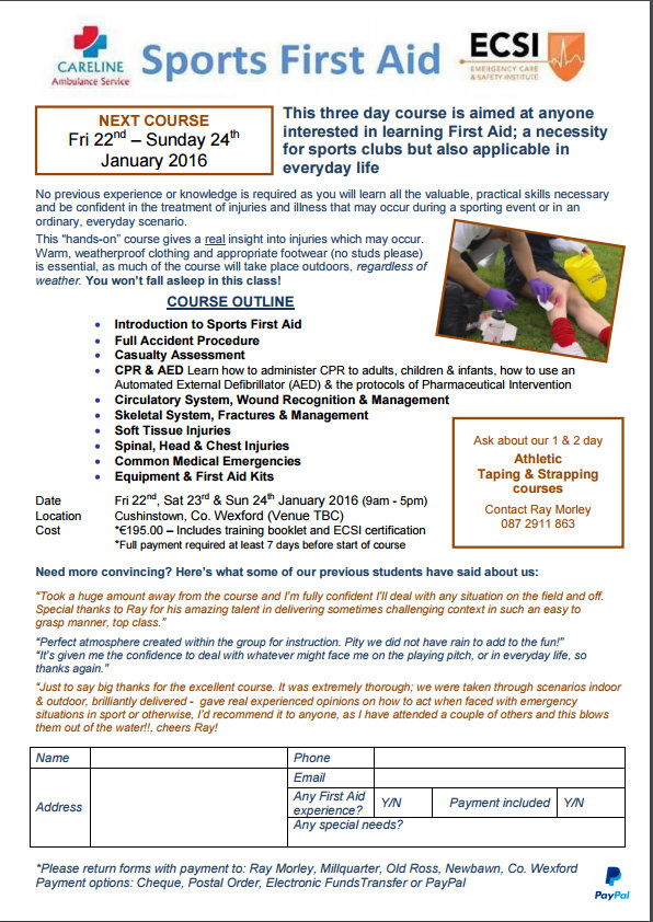 Sports First Aid course Official Club  site