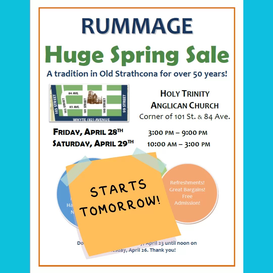 Reminder Holy Trinity Rummage Sale Strathcona Community League