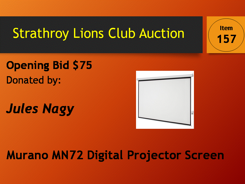Murano MN72 Digital Projector Screen Strathroy Lions Club
