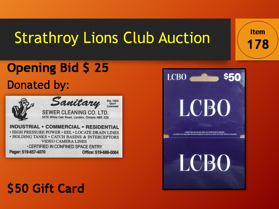 50 LCBO Gift Card Strathroy Lions Club