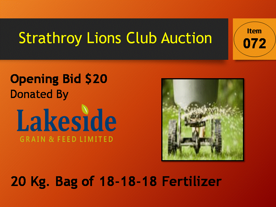 20KG 18 18 18 Fertilizer Strathroy Lions Club