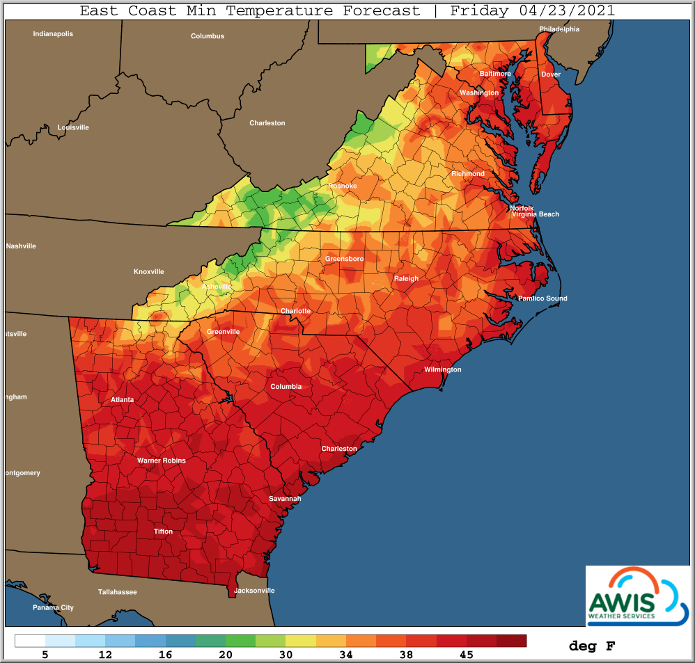 AWIS Weather Forecast Frost Risk April 2223 NC State Extension