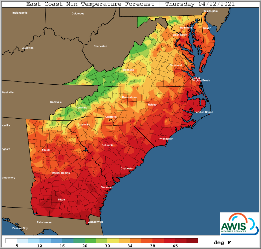 Weather Map For Thursday Awis Weather Forecast: Frost Alert Thursday / Friday, April 22-23 | Nc State Extension