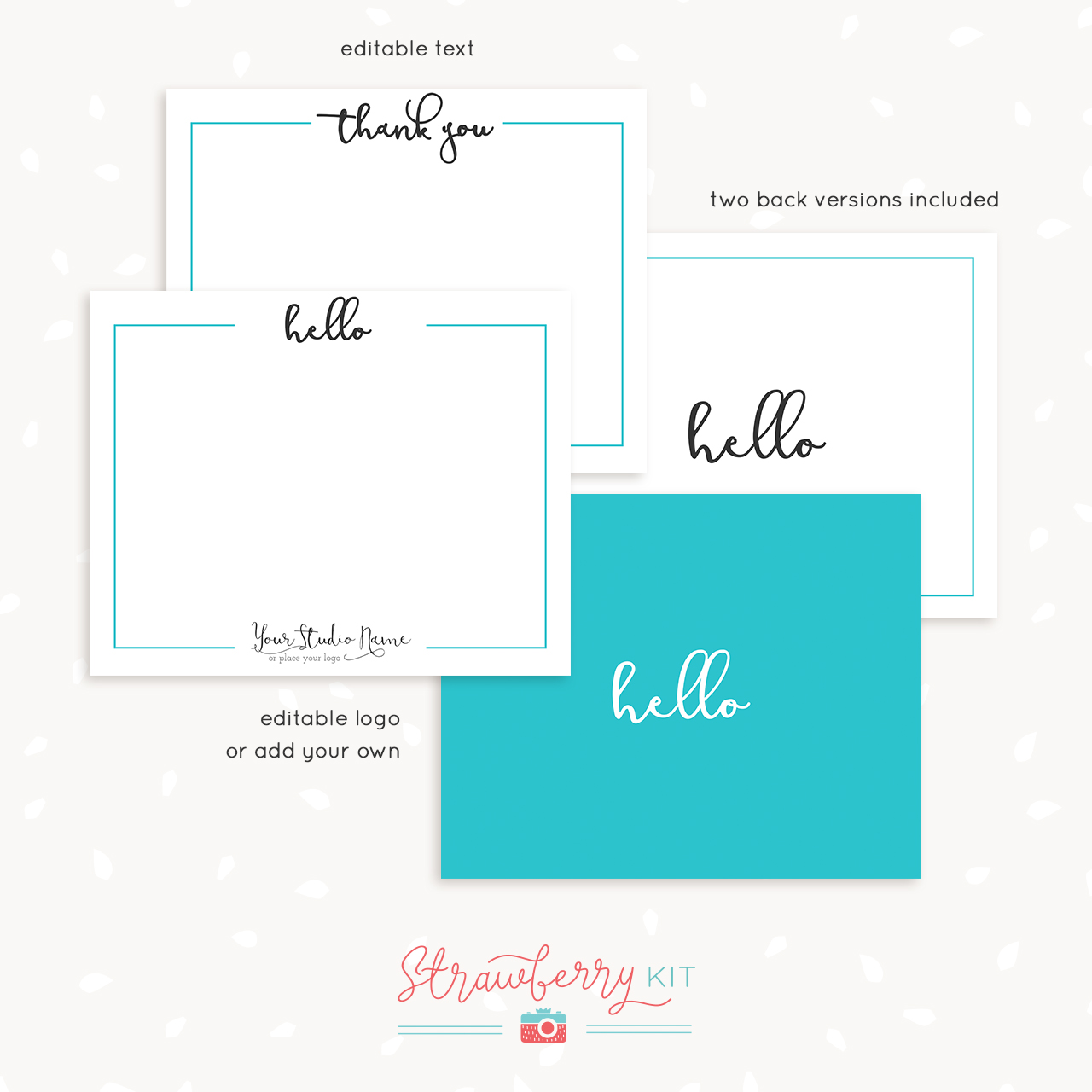 Customizable note cards for photographers Strawberry Kit