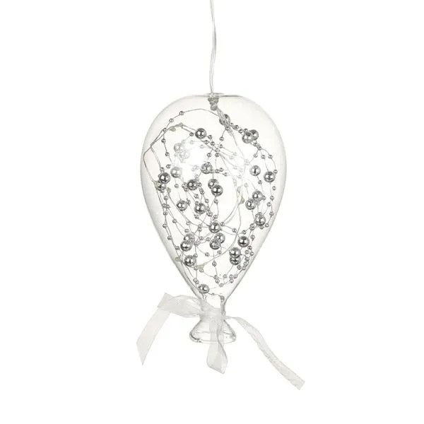 GLASS BALLOON WITH LED SILVER BEADS Strawbridge