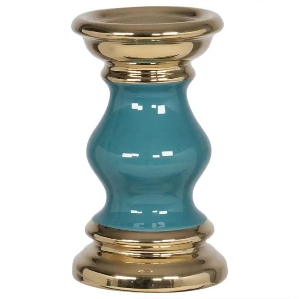 TEAL & GOLD LARGE CANDLE HOLDER Strawbridge