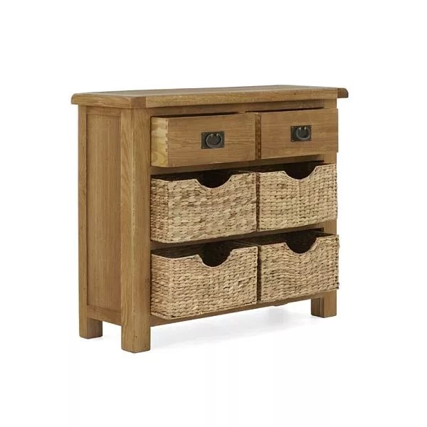 STYLISH SMALL OAK SIDEBOARD WITH BASKETS ORGANIZE IN STYLE! Strawbridge
