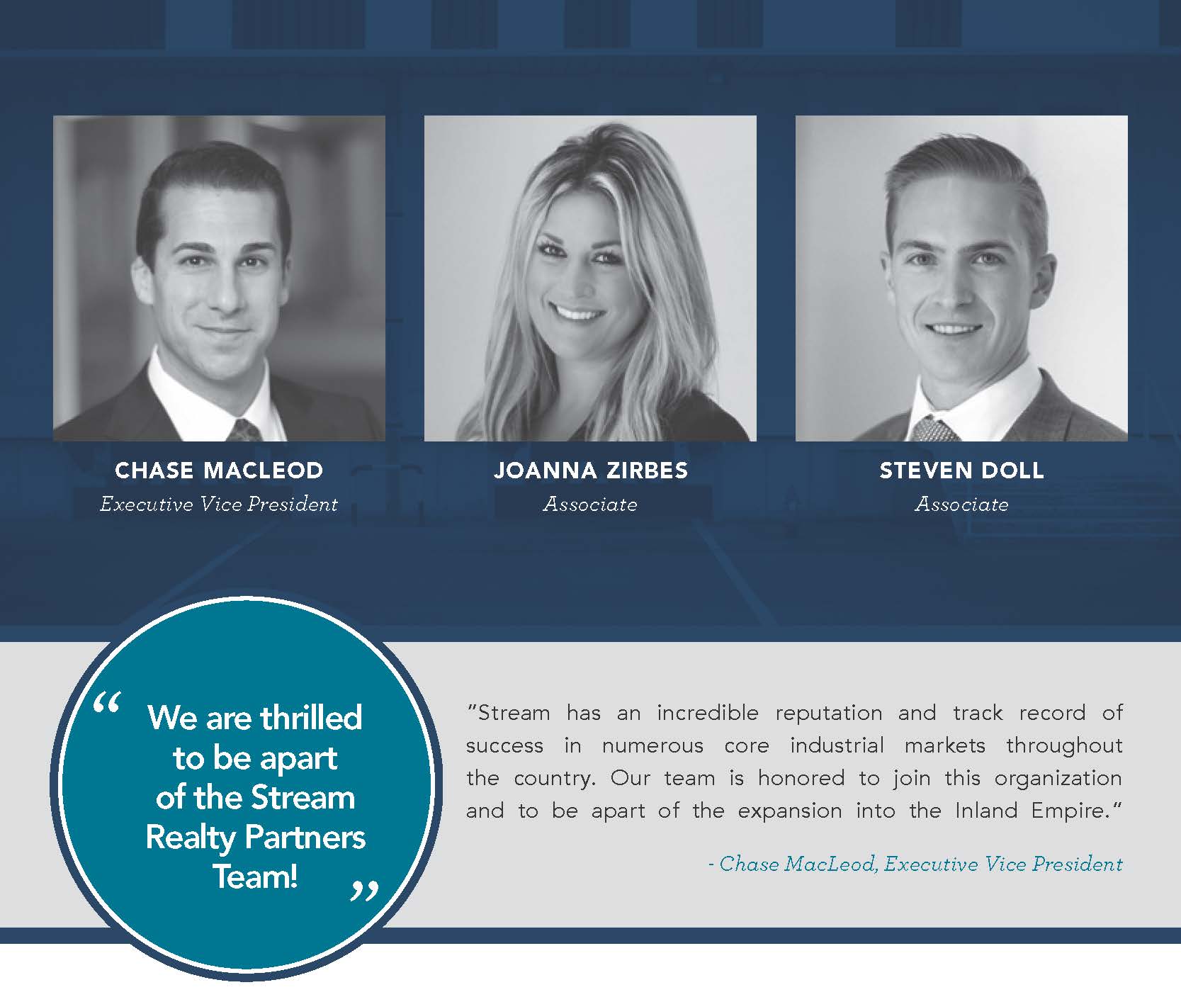 Stream Expands Southern California Industrial Division with New Hires