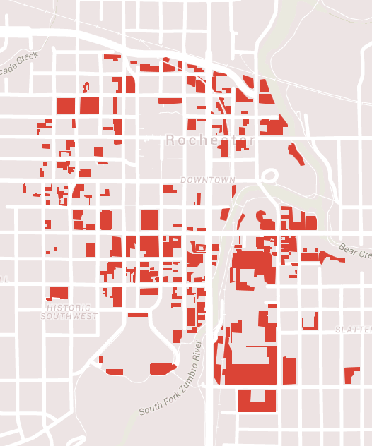 Rochester, MN map Surface Parking Lots streets.mn