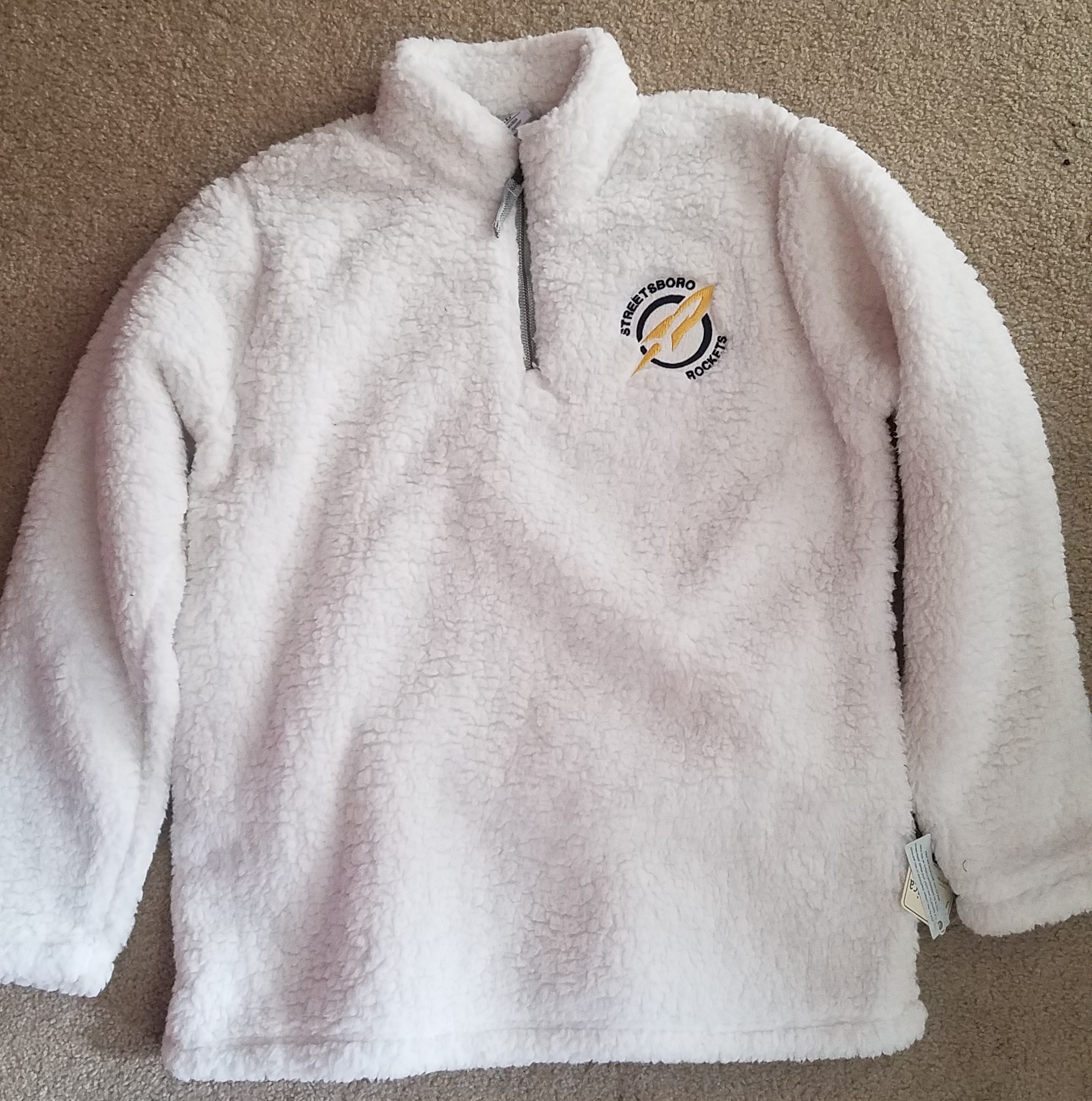 Cream Quarter Zip Sherpa W/ Streetsboro Rockets and Rocket Logo