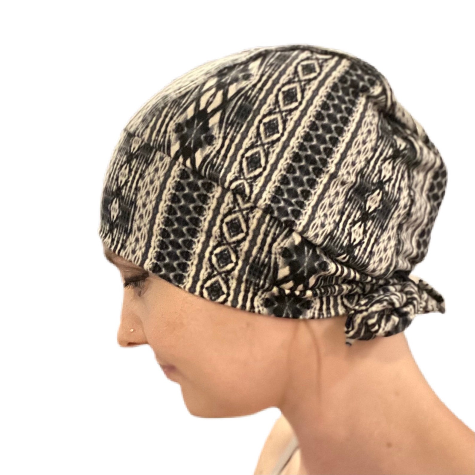 Blue Tribal Stretchy Scrub Cap with Ties Stretchy Scrub Caps