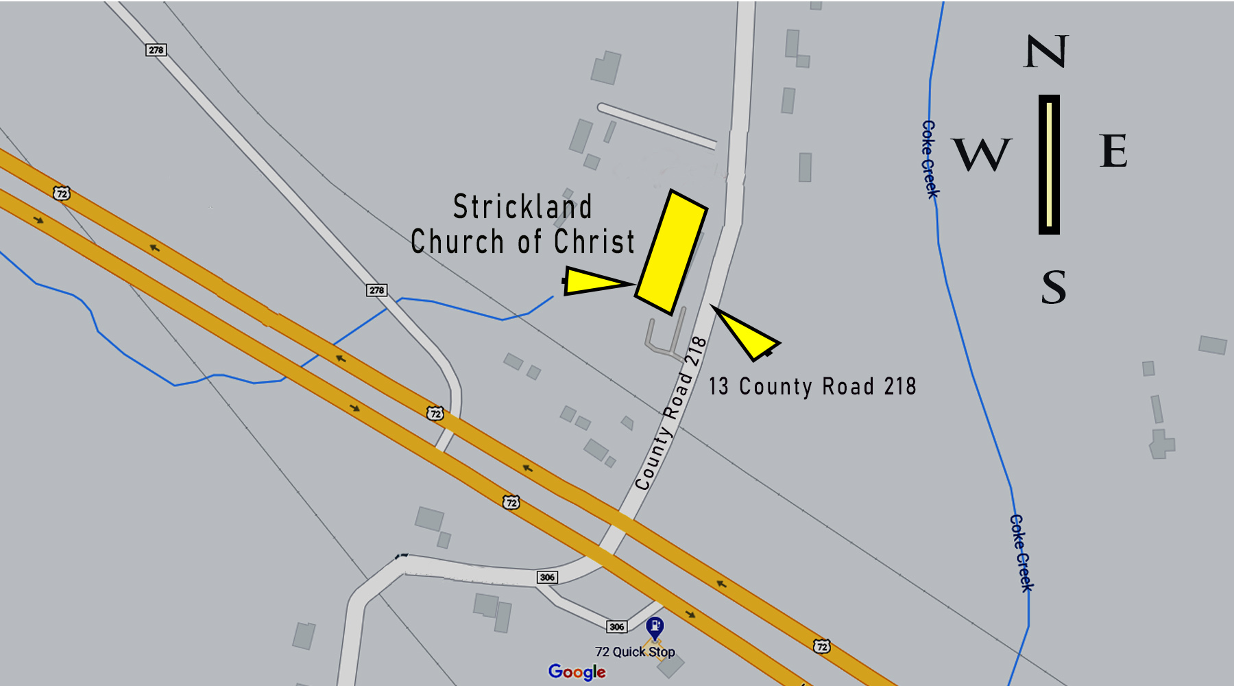 Directions Strickland Church of Christ