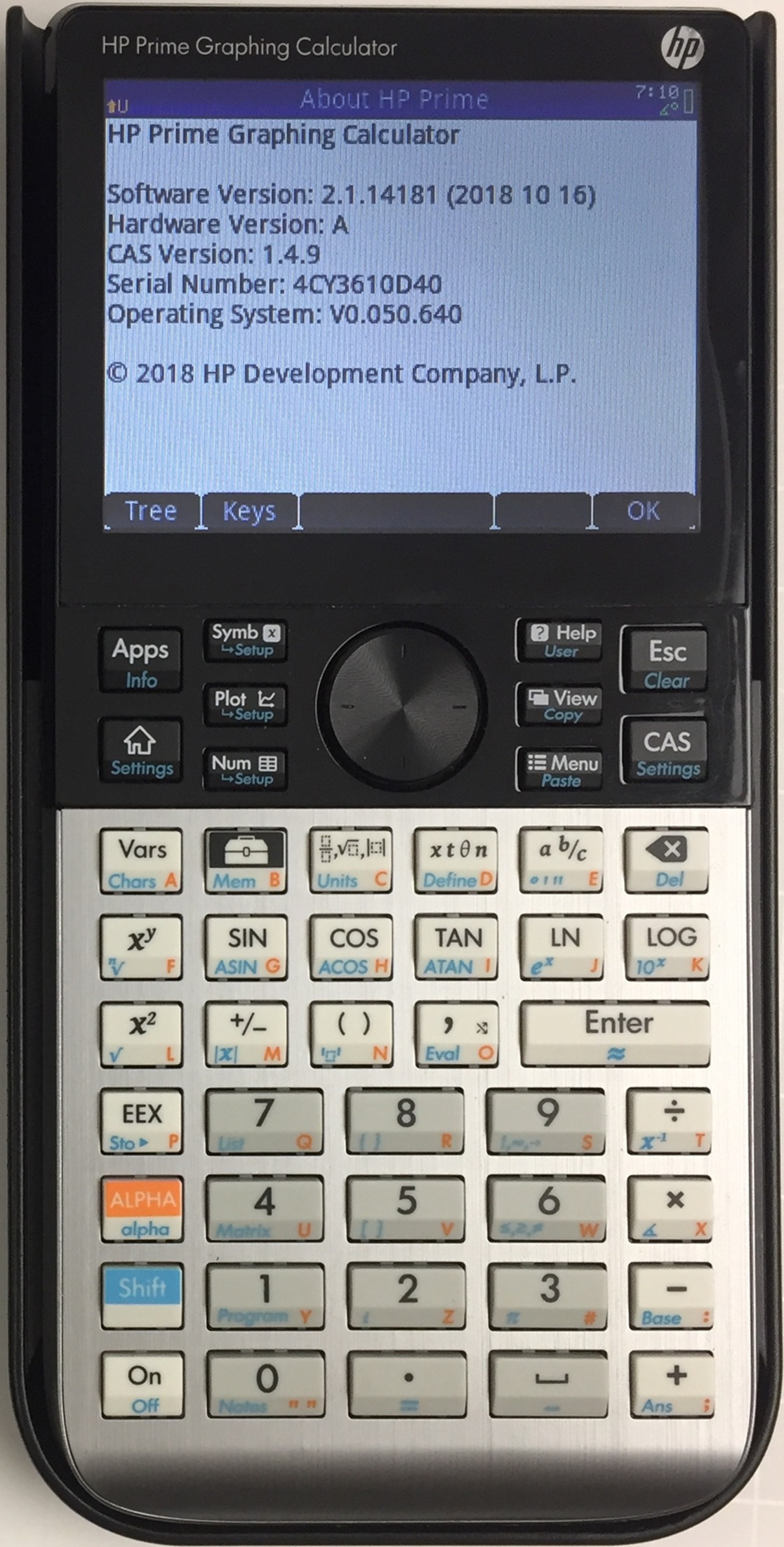 HP Prime Graphing Calculator Hardware Version A