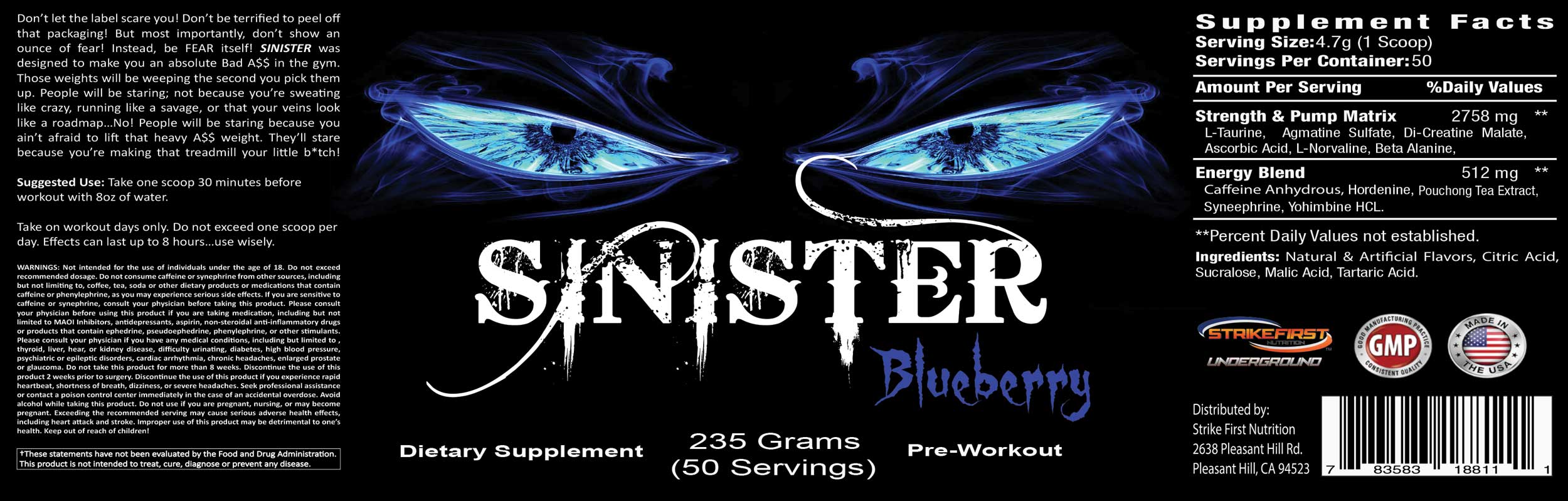 SINISTER High Stim Preworkout Supplement SFN