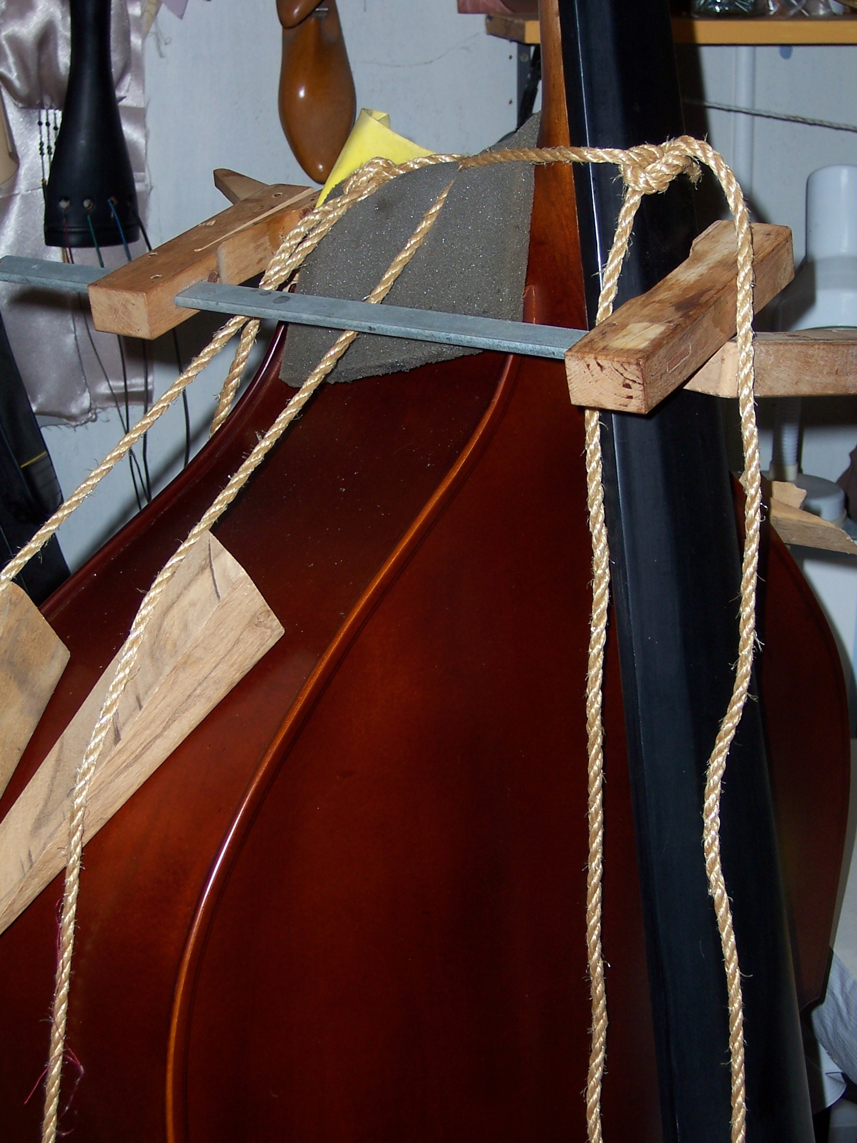 Bass with Broken Neck Repair Photos Stringy Bass