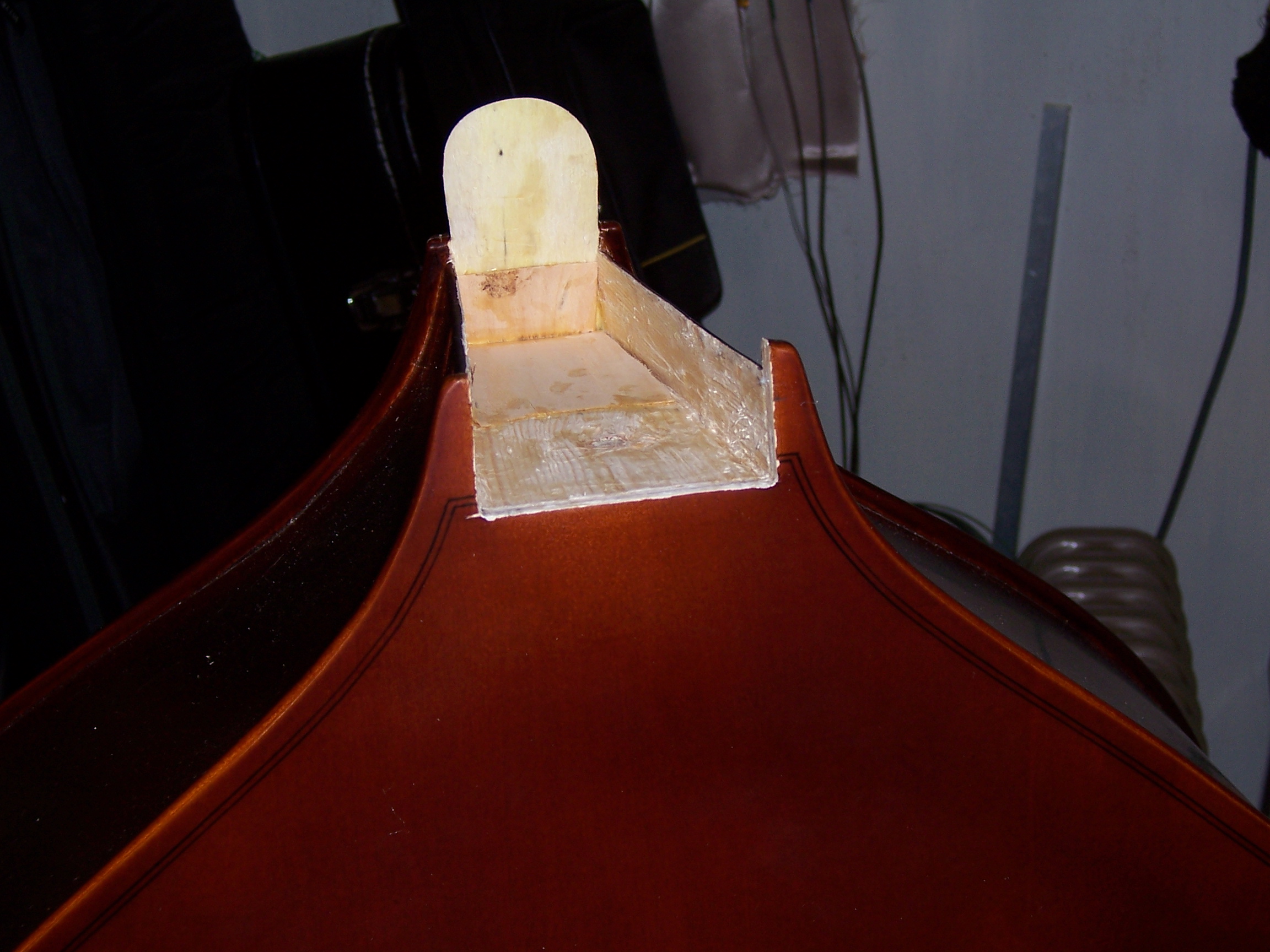 Bass with Broken Neck Repair Photos Stringy Bass