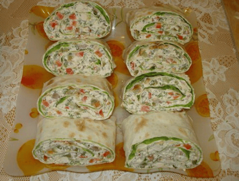 Фото 86: Сделать рулет из лаваша рецепты. Рулеты из…