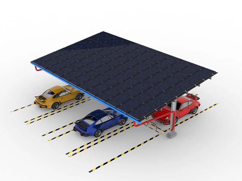 STR_CP_4P South-Facing Open Field Carport System with 2500mm Clearance