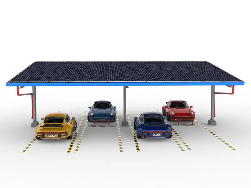 STR_CP_4P South-Facing Open Field Carport System with 2500mm Clearance