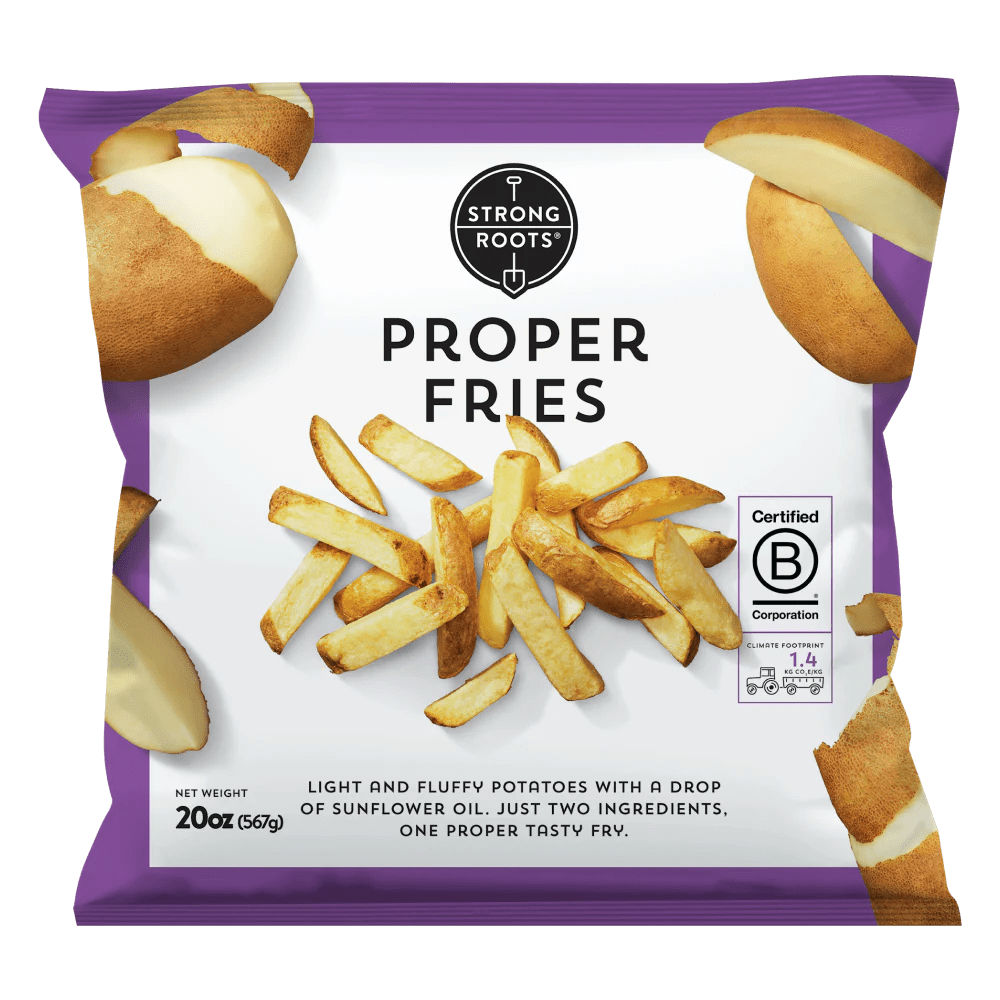 Proper Fries Vegan & Frozen that's Good Made Easy Strong Roots