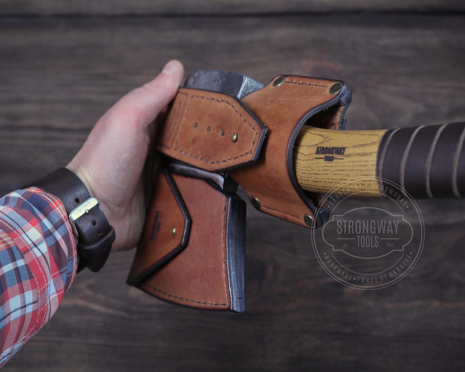 Leather axe belt holder > STRONGWAY TOOLS, L.L.C.