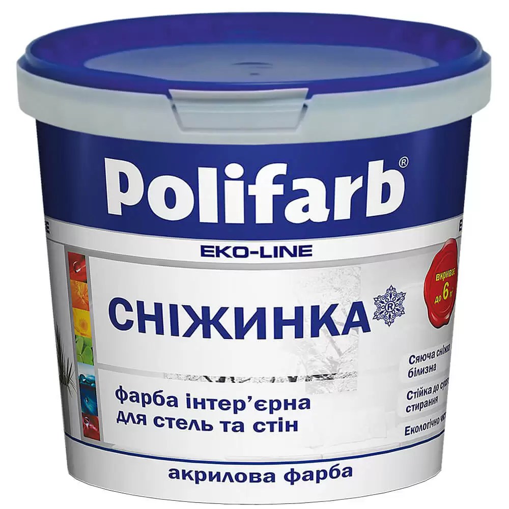 ᐉ Белая акриловая краска для стен и потолков POLIFARB
