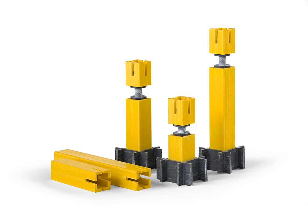 Fiberglass Pedestals for Fiberglass Grating Elevated Grating Support