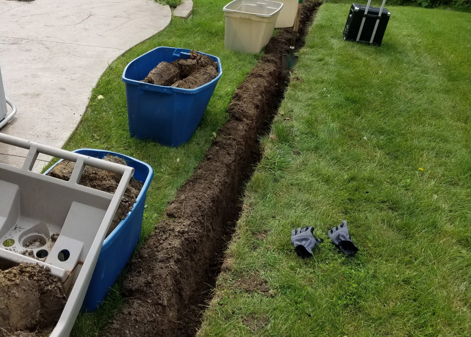 Trench digging without nasty lawn scars