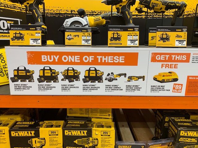 Home Depot Buy A DeWALT Atomic Kit Get A FREE Battery! Home Depot Buy A DeWALT Atomic Kit Get A FREE Battery!