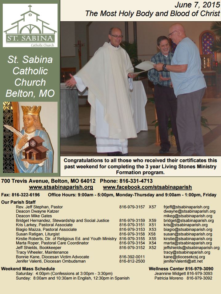 Bulletin 2015 St. Sabina Parish